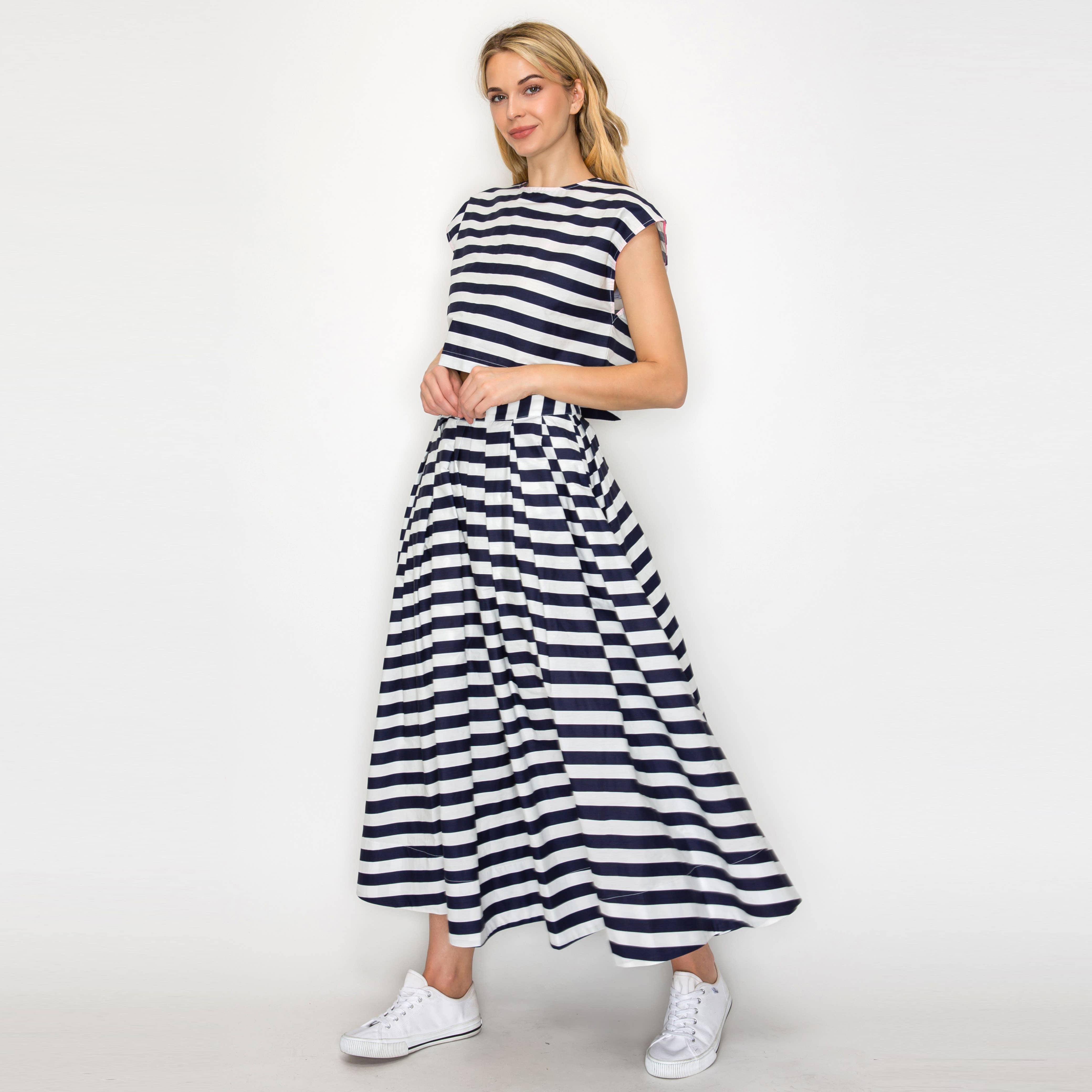Marin Stripe Top & Skirt Set - LWT2080 - SET
