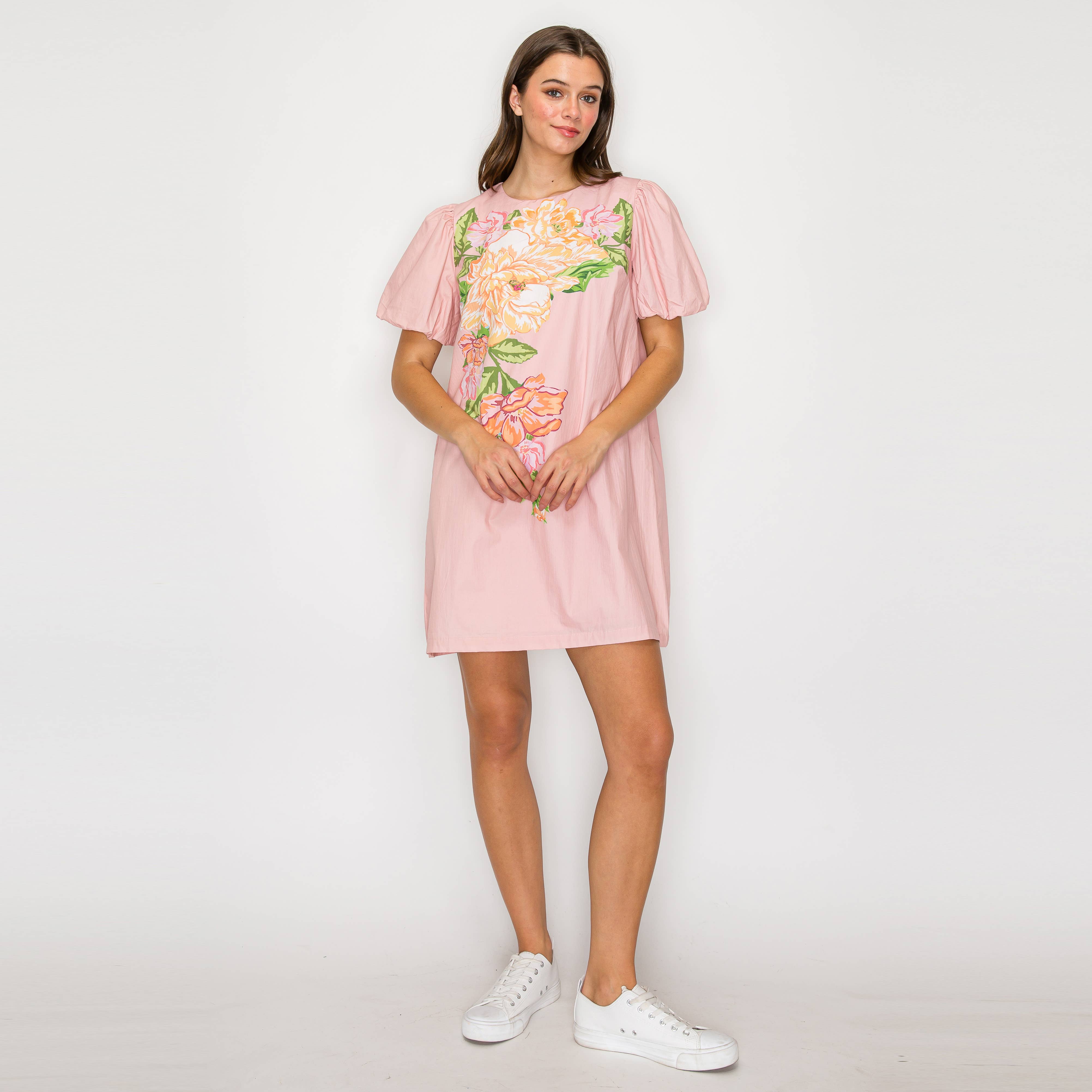Flower Piece Print Mini Dress