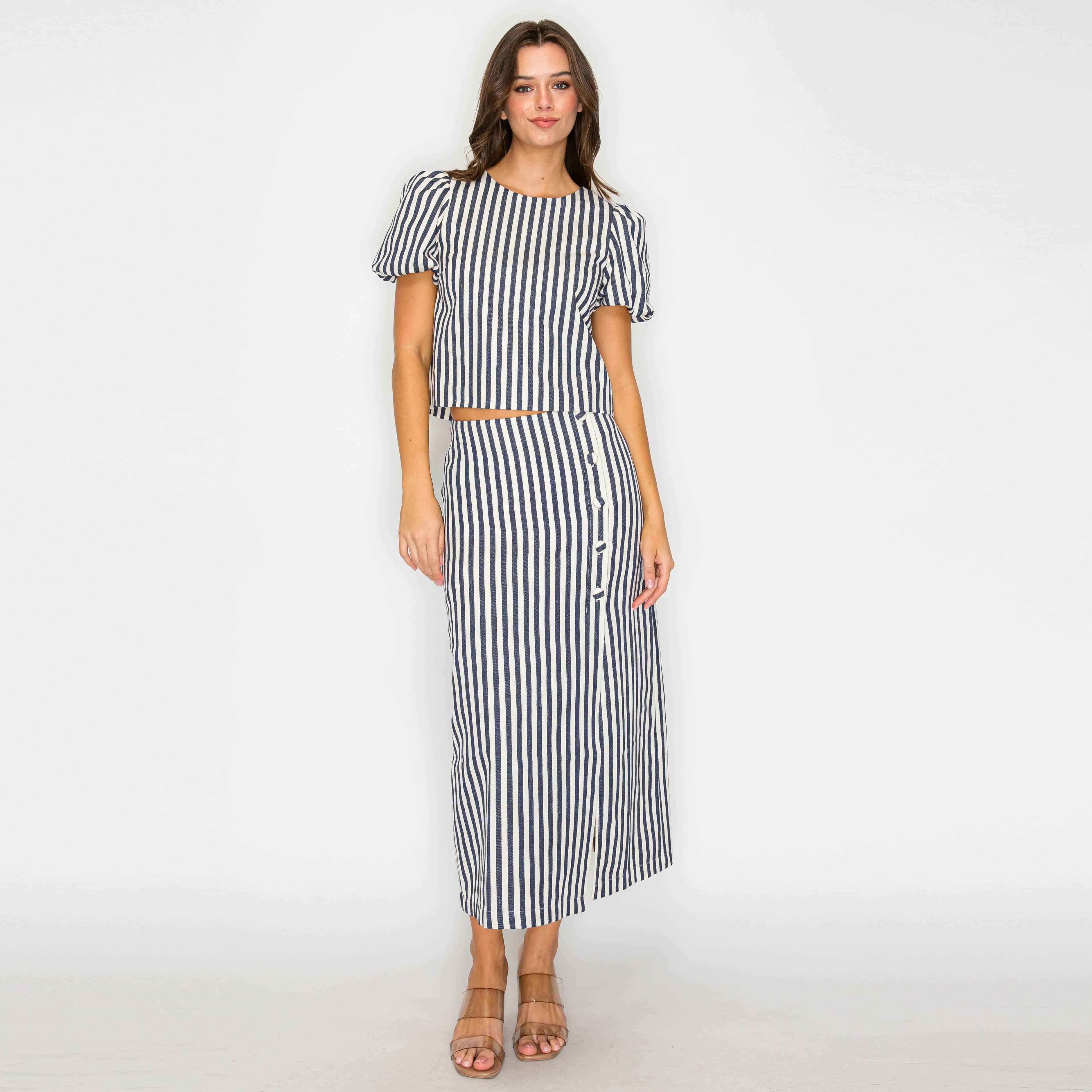 Harbor Stripe Midi Skirt