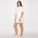 Lovely White Daisy Crop Shirts