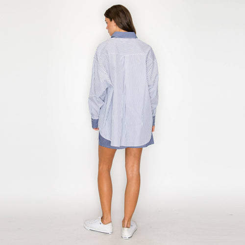 Blue Breeze Mixed-Stripe Wrap Skort