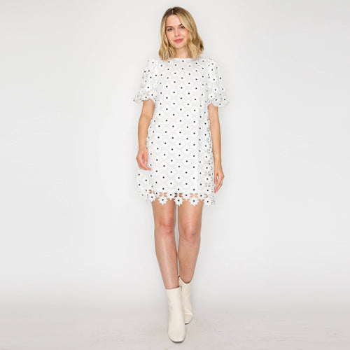 Daisy Polka Dot Lace Mini Dress