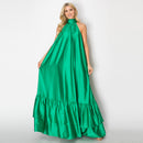 Gorgeous green satin maxi dress