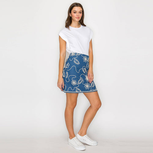 Jacquard Pattern Embroidery Mini Skirt