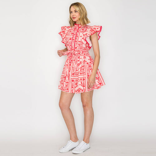 Pink Bandana Print Cotton Mini Dress
