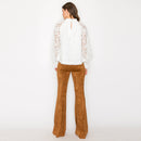 Camel suede boot cut pants