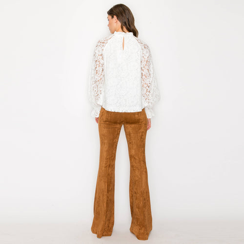 Camel suede boot cut pants