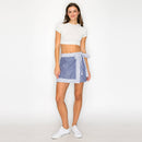 Blue Breeze Mixed-Stripe Wrap Skort