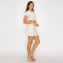 Petal Whisper Shell-Trim Mini Skirt