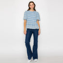 Periwinkle with White Embroidery Lovely Peplum Top