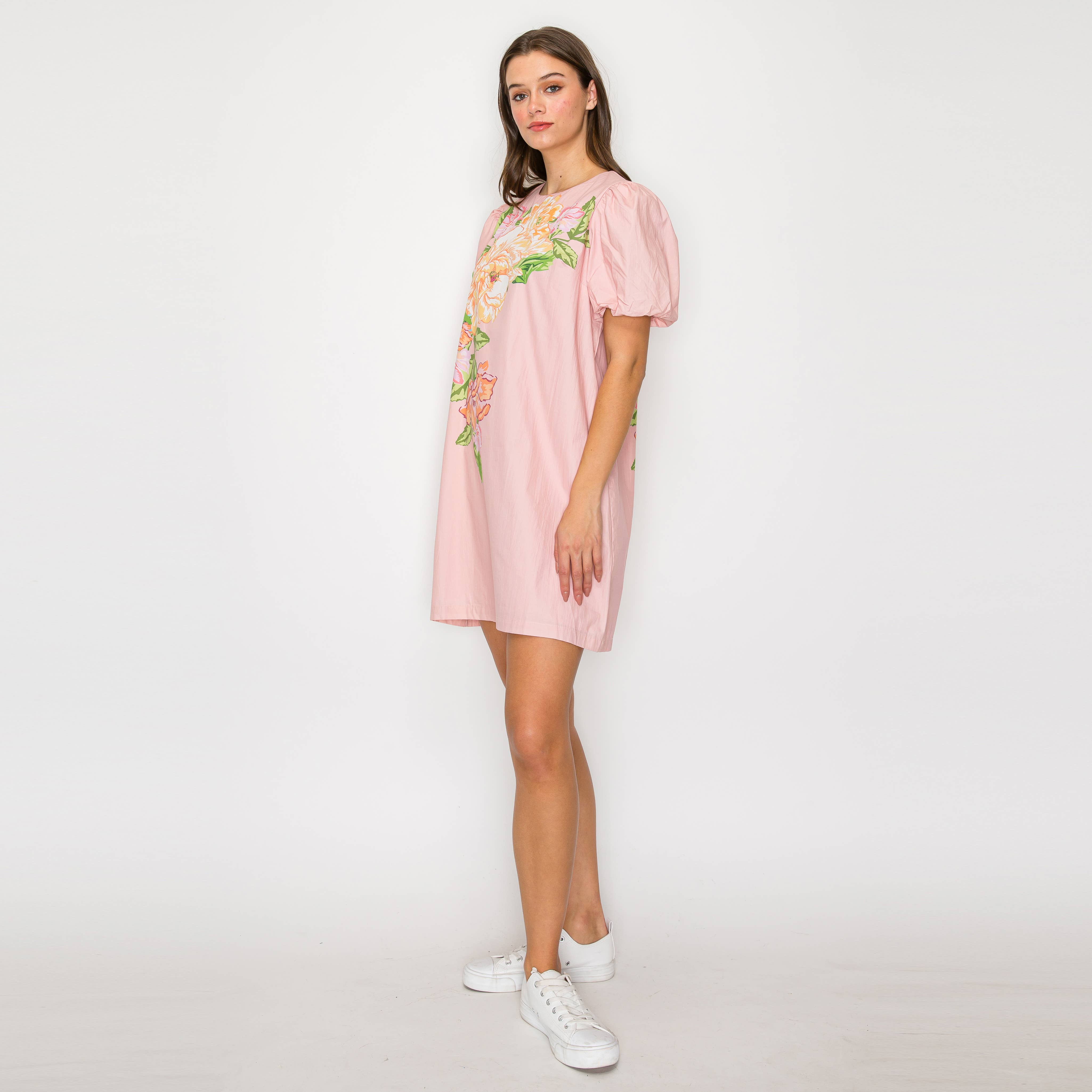 Flower Piece Print Mini Dress