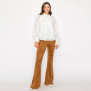 Camel suede boot cut pants