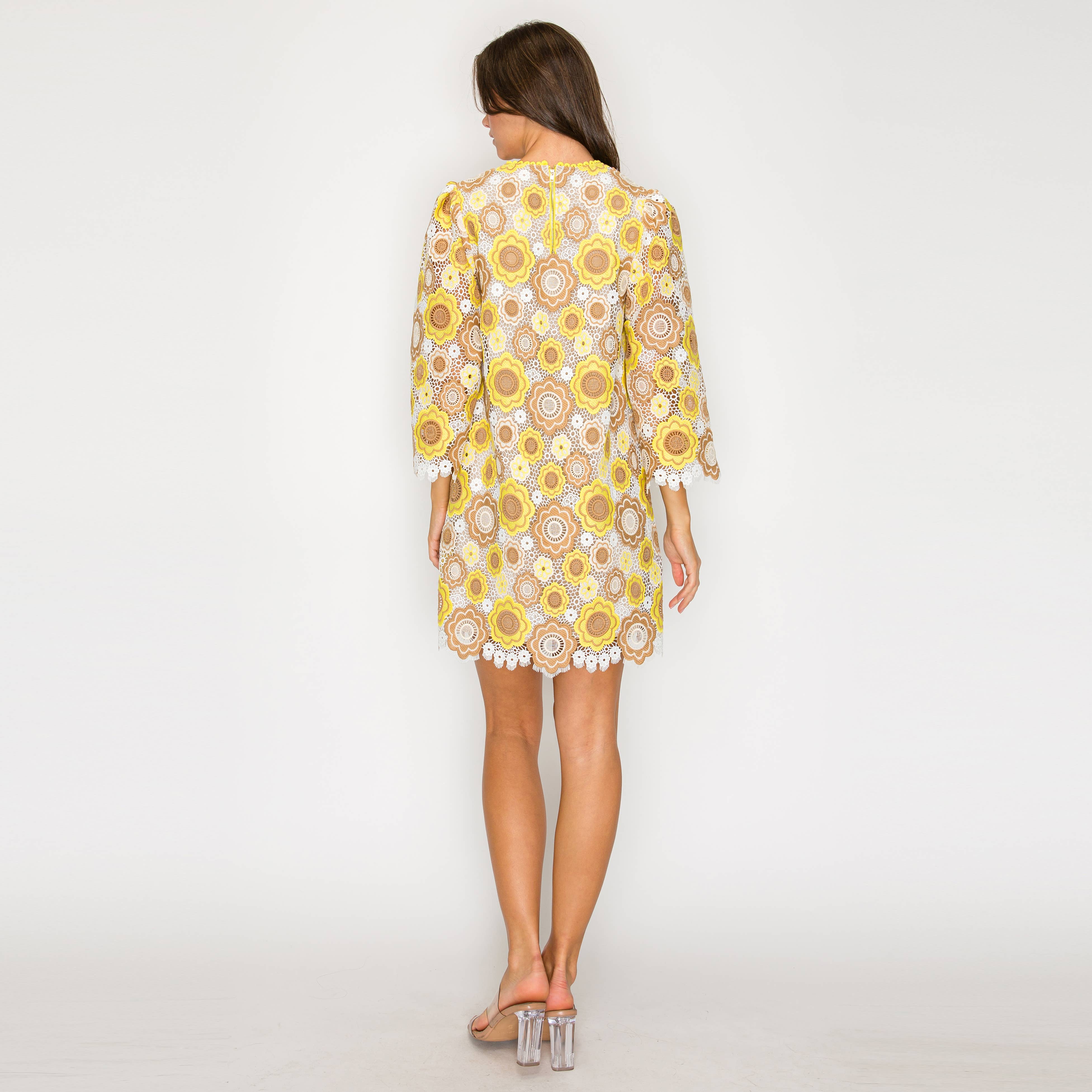 Marigold Vintage Lace Mini Dress