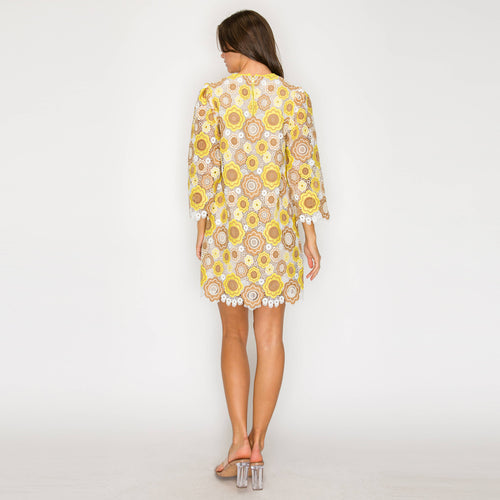 Marigold Vintage Lace Mini Dress