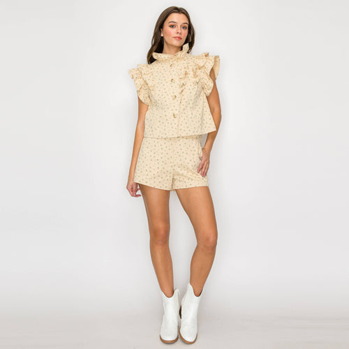 Little Wild Flower Print Ruffle Vest