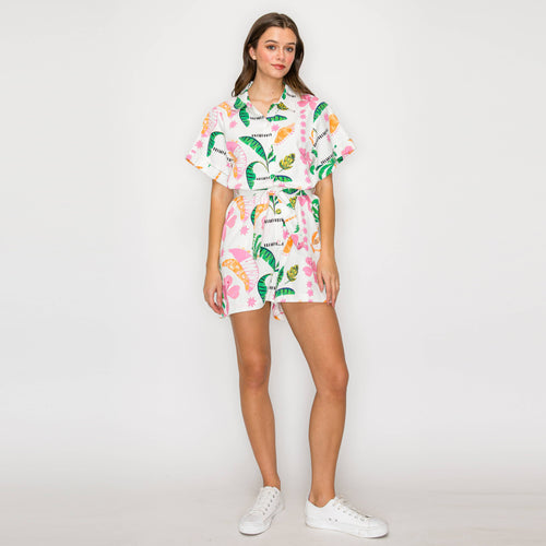 Pink Summer Tropical Romper