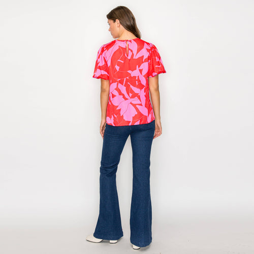 Perfect pink & red print blouse