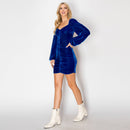 Royal blue velvet mini dress