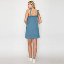 Ruffle Detail Mini Shift Dress with Shoulder Tie