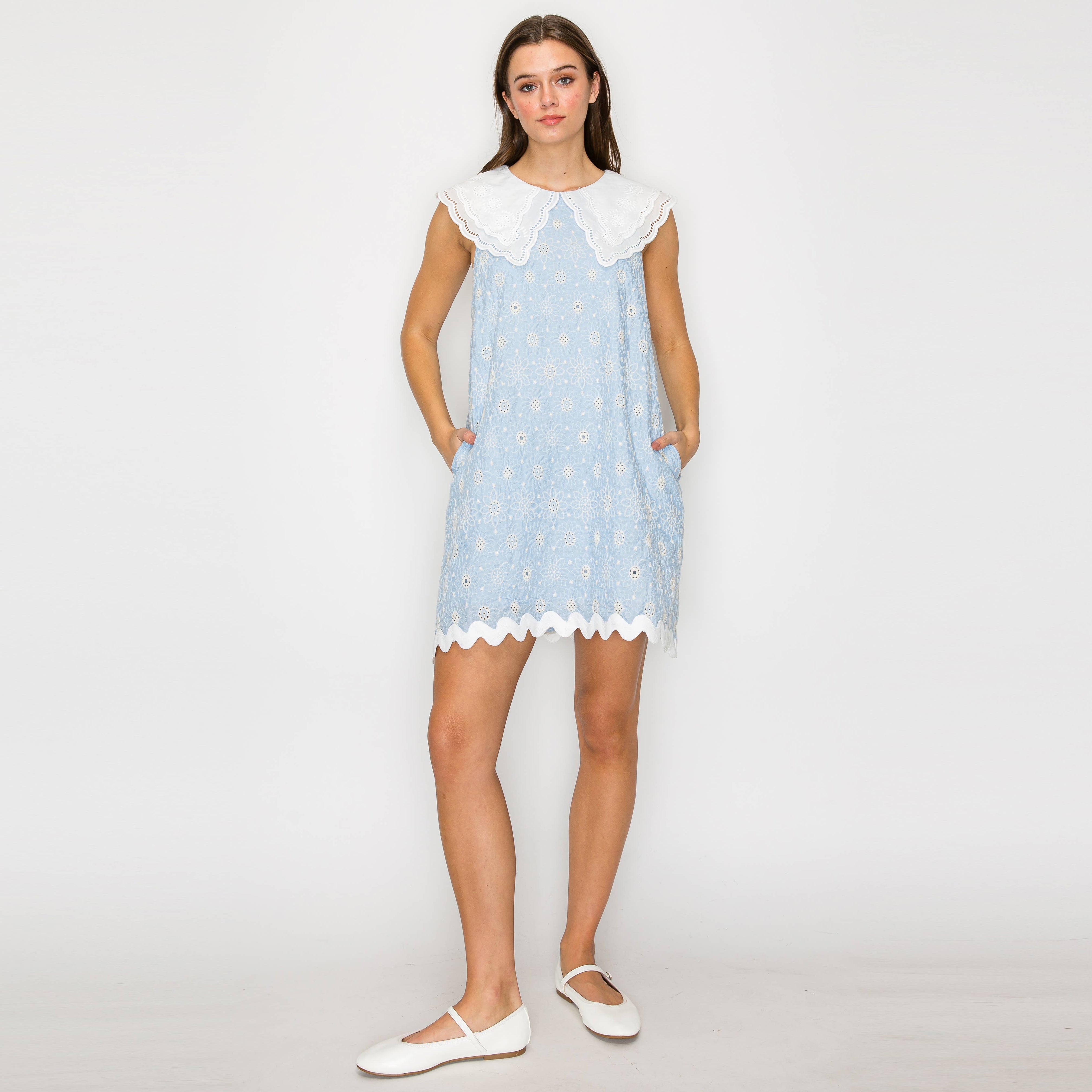 Lovely Mini Dress with Lace Collar