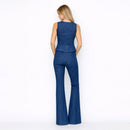 The Tailored Denim Peplum Top