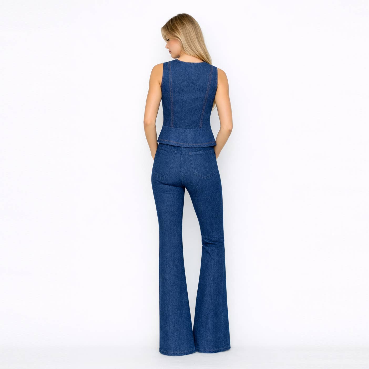 The Tailored Denim Peplum Top