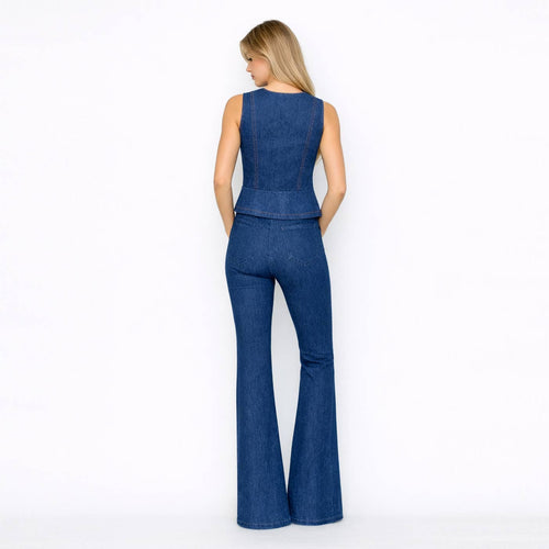The Tailored Denim Peplum Top