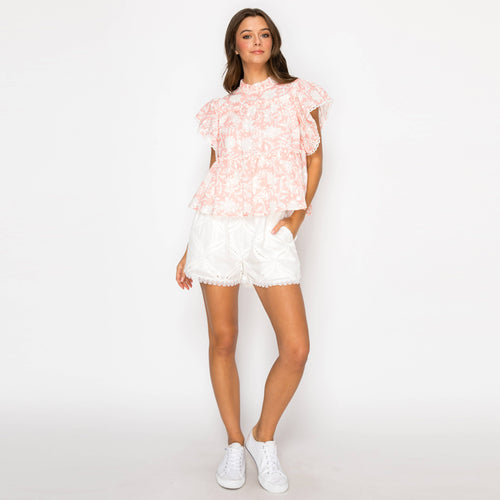 Cloud Pink Jacobian Eyelet Blouse