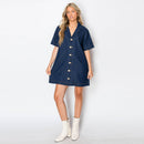 Denim shirts mini dress with jewel buttons