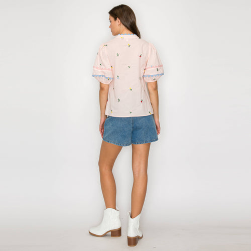 Daisy Flower Embroidery top