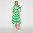 Lucky Green Stripe Shirt Midi Dress