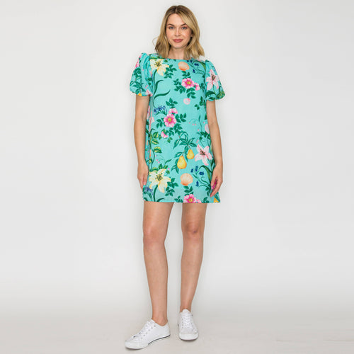 Summer Flower with Shell Shift Mini Dress