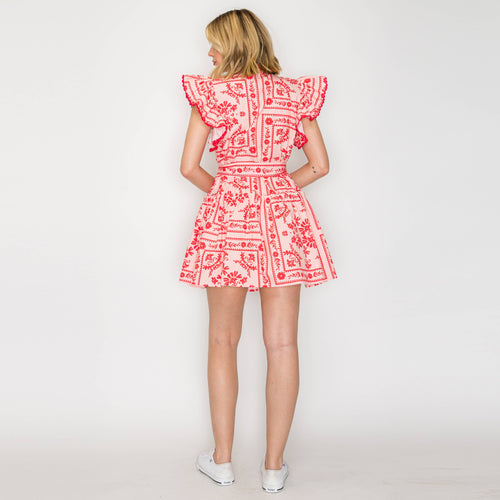 Pink Bandana Print Cotton Mini Dress