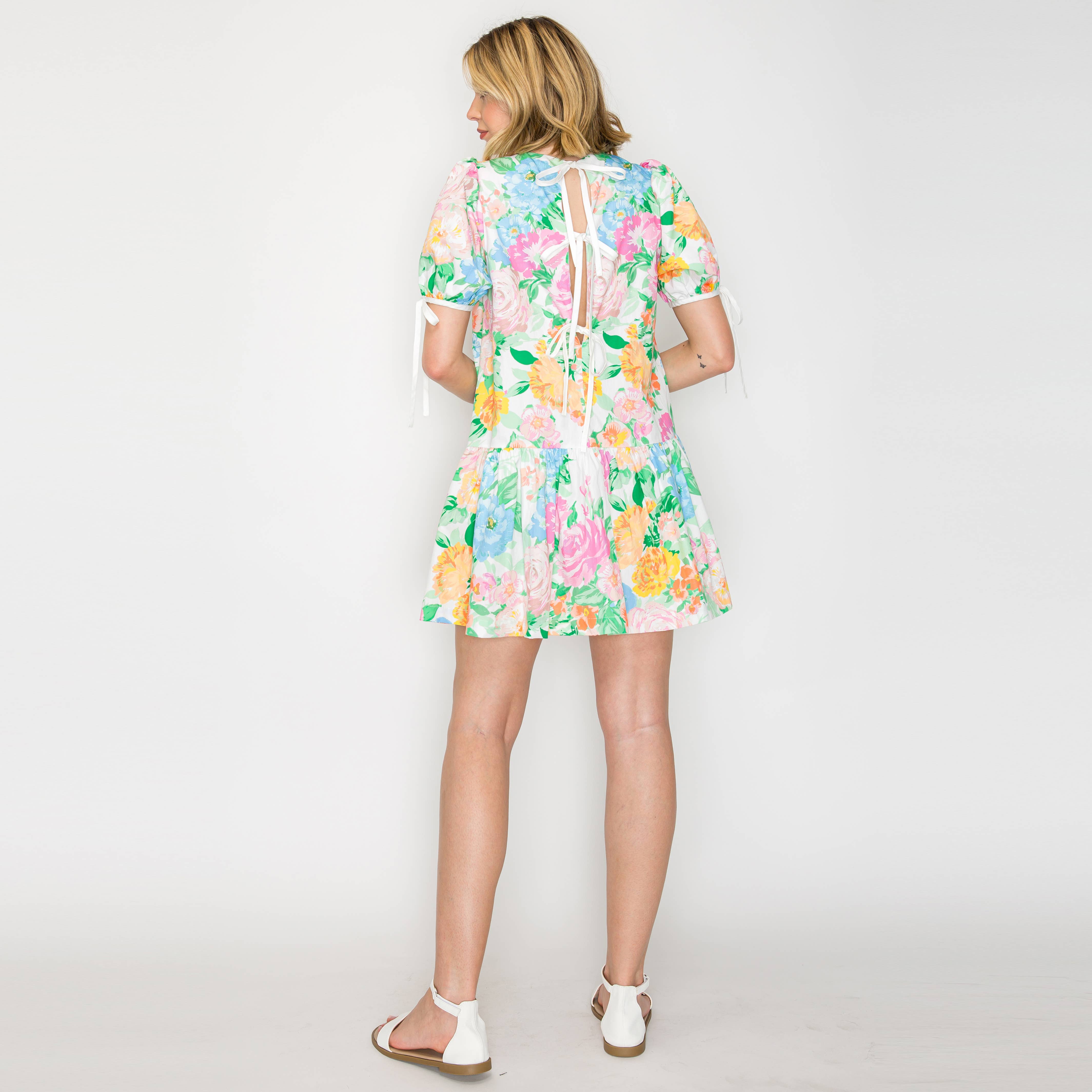 Garden Flower Print Mini Dress