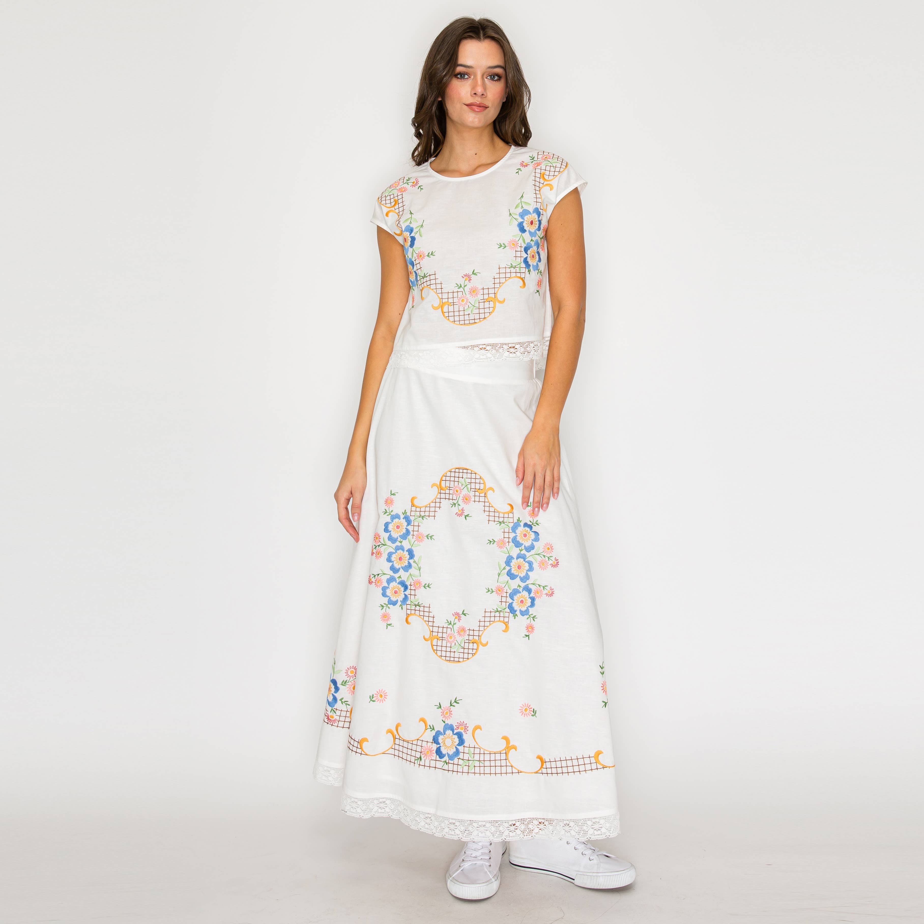 Heirloom Garden Embroidered Midi Skirt