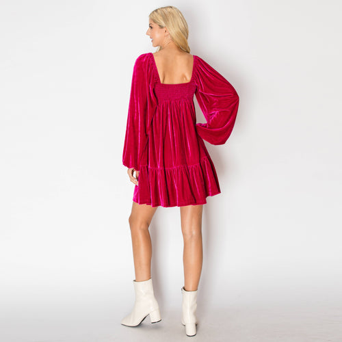 Fuchsia Velvet mini dress