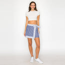 Blue Breeze Mixed-Stripe Wrap Skort