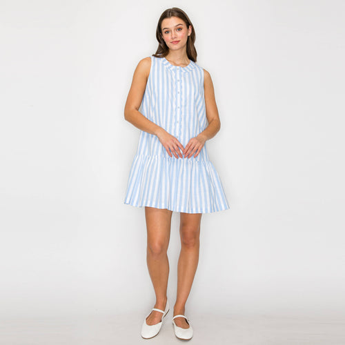 Dreamy Blue Stripe Mini Dress