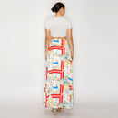 ATLANTIC BREEZE RED Satin Scarf Maxi Skirt
