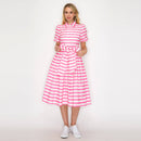 Pretty in Pink Stripe Shirt Midi Dress