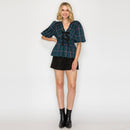 Eloise Green Tartan Checker Peplum Top