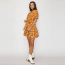 Caramel Bandana Print Cotton Mini Dress