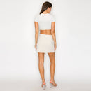 Petal Whisper Shell-Trim Mini Skirt