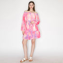 Abstract print off shoulder mini dress - LWD2573