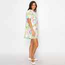 Garden Flower Print Lace Collar Mini Shift Dress