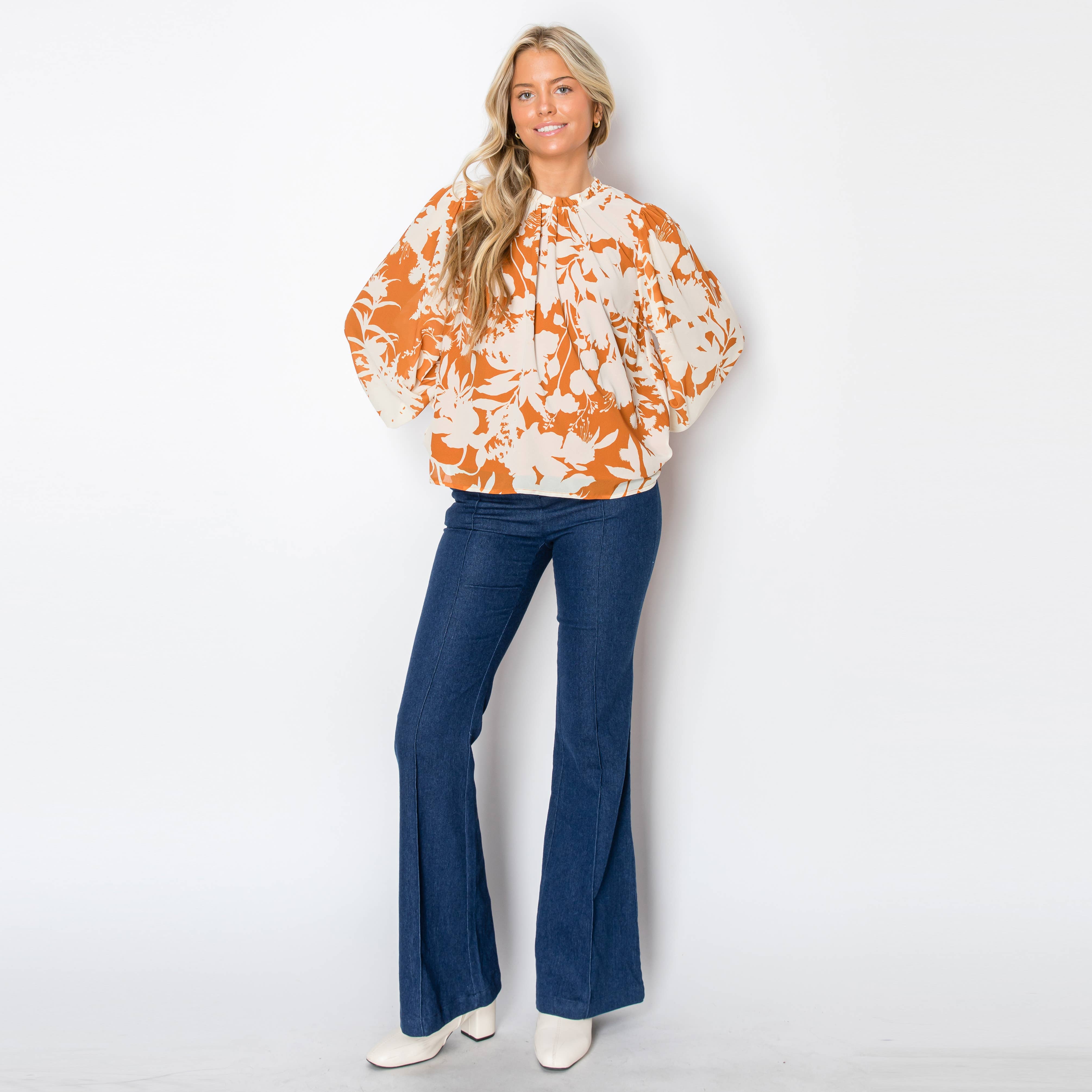 Golden Mustard Floral Blouse
