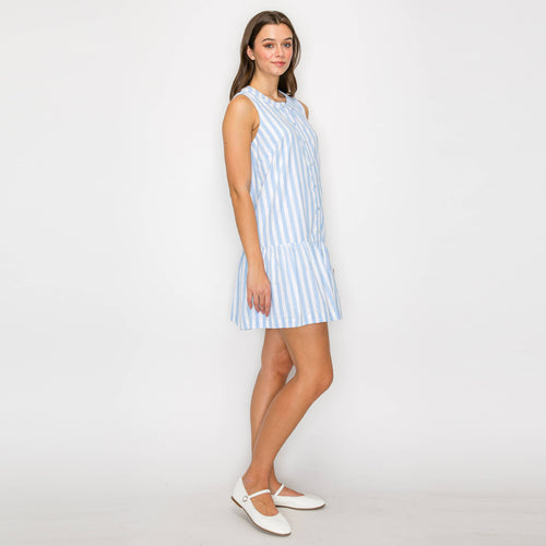 Dreamy Blue Stripe Mini Dress