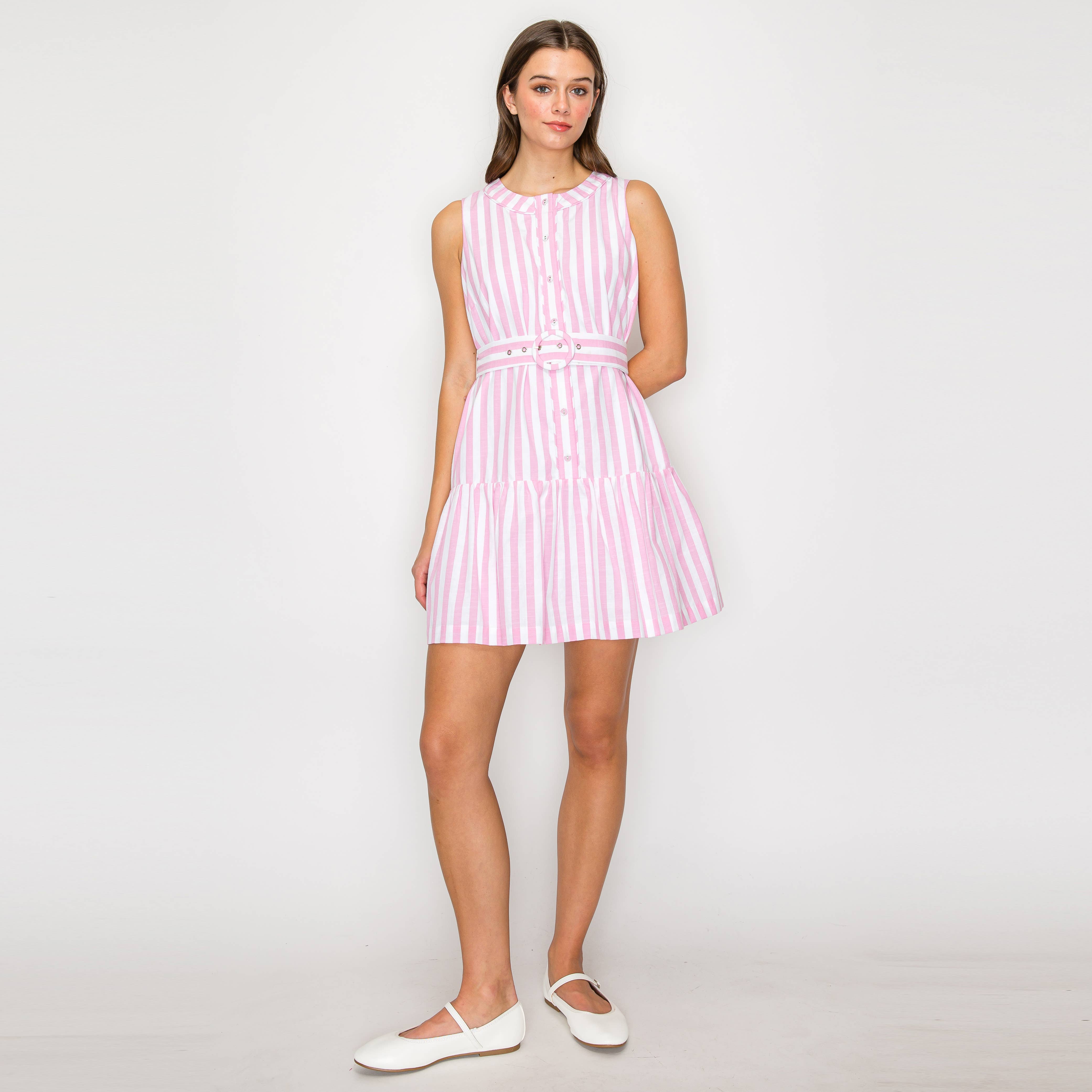 Dreamy Pink Stripe Mini Dress