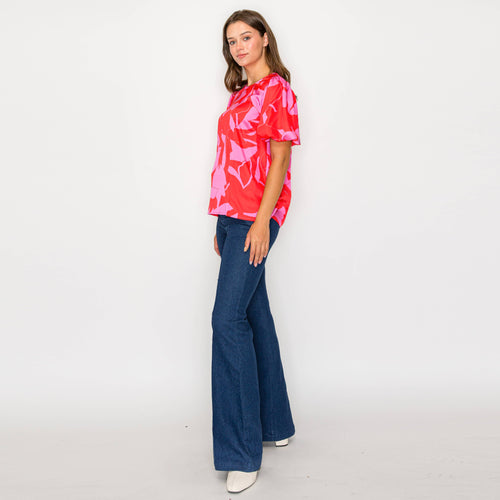 Perfect pink & red print blouse