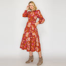 Rustic Rose Print Midi Dress